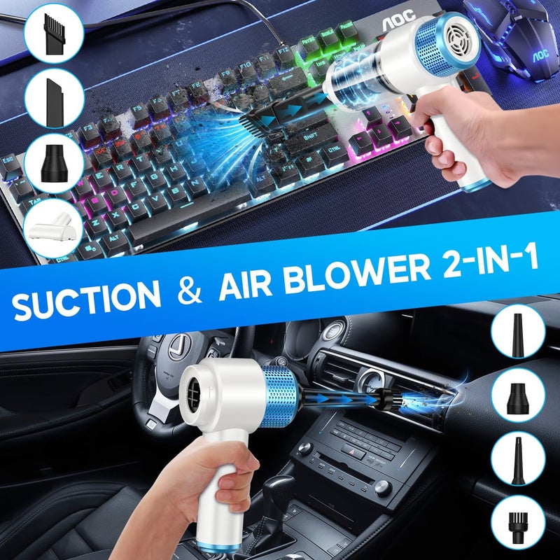 JONYJ Handheld Car Vacuum Cleaner, 16000PA Hand Held Vacuum Portable Cordless, 2 in 1 Air Duster and Vacuum Cleaner with LED Light, Multi-Nozzles, 120W High Power Mini Vacuum for Home, Pet, Office - Image 2